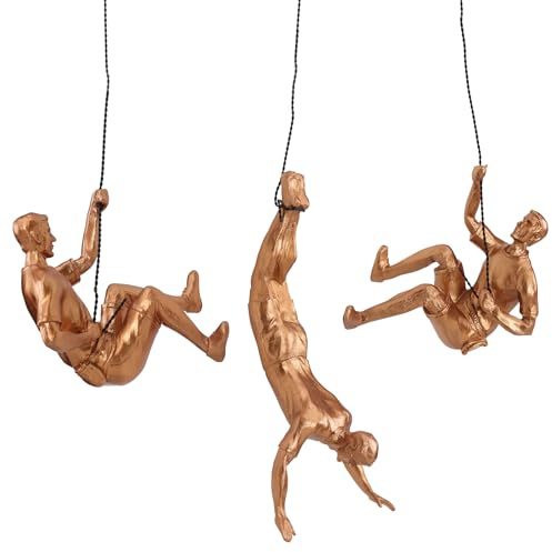 XYQXYQ 3er Set Große Kletterer Wandskulptur – Nordisch-Moderne Wanddeko Figur, Einzigartige Großformatige Kletternde Männer Skulptur für Heim & Büro, Geschenk