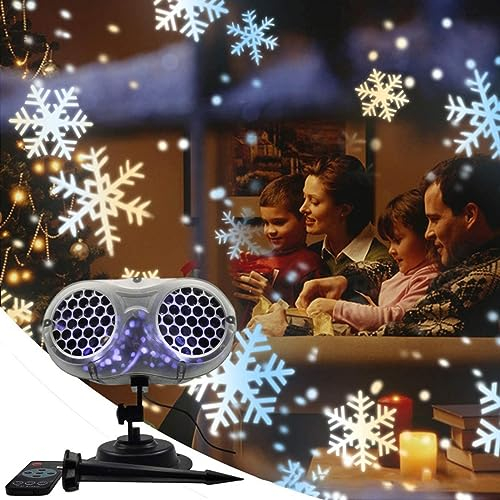 Kripyery Christmas Snowflake Projector Lights, IP65 Waterproof Snow Decoration Spotlights, Holiday Lights with Remote Control, Snowflake Projector Lamp for Christmas, Halloween,Wedding, Party UK Deli