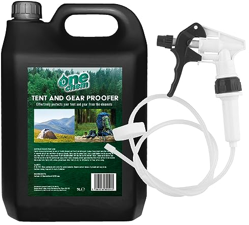 One Chem Tent and Gear Waterproof 5 Litre Spray with Long Hose Trigger, Effectively Protects Tents and Gear From The Elements