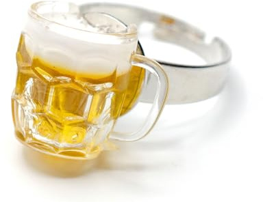 Miniblings Bague pour verre à bière - Chope à bière - Mesure ronde - Fabriquée à la main - Bague avec motif - Taille unique, 14mm, Plastique