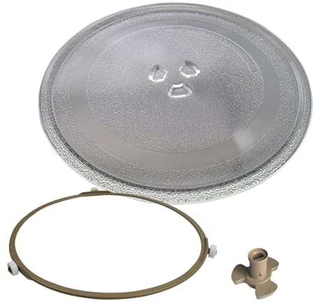 WORDFUN 24.5cm 25.5cm 27cm 31.5cm Mikrowelle Drehteller, Glasdrehteller Für Mikrowellen, Ersatz Teller Glasplatte, Mit Drehtellerkupplung UndRing, GlasDrehscheibe, Langlebig