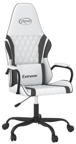 vidaXL Gaming Stuhl Massagefunktion Racing Chefsessel Bürostuhl Drehstuhl Sportsitz Bürosessel Schreibtischstuhl Weiß Schwarz Kunstleder