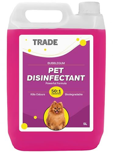 Trade Pet Disinfectant 5l-Powerful Formula Cleaner, Deodoriser For Kennel, Cattery, Outdoor Surfaces & Artificial Grass-Biodegradable-Dog Safe-Bubblegum Fragrance