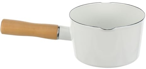 PRETYZOOM Enamel Milk Pan with Handle Small Pot for Boiling Milk Sauce Pan for Soup Sauce and Baby Food Kitchen Cookware for Home Cooking
