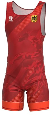 Extreme Hobby - Ringeranzug für Männer der deutschen Nationalmannschaft professioneller Kompressionsanzug für Wettkämpfe, Wrestling Singlet