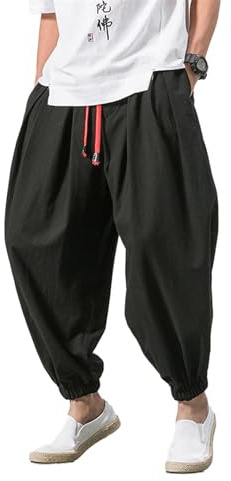 LYZXYZAI Hombre Pantalones De Kung Fu Tai Chi Ligero Cómodo Casual Pants Deporte Jogging Pantalon Pierna Ancha Pantalones Pantalones De Yoga Pantalones De Harén Bloomers,001,L