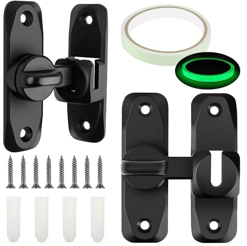 2 Stück Schiebetür Schloss Torriegel Türverriegelung Innen Schloss Schiebetür Schiebetürschloss 90°und 180°Montage Beleuchtetes Türschloss Geeignet für die meisten Innen- und Außentüren und Fenster