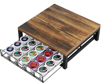 Dazioter Coffee Pod Holder Drawer 1 Tier for K Cup Capsule Pods Storage Organizer Under Coffee Pot Storage Sliding Drawer (Black, 1 Tier)