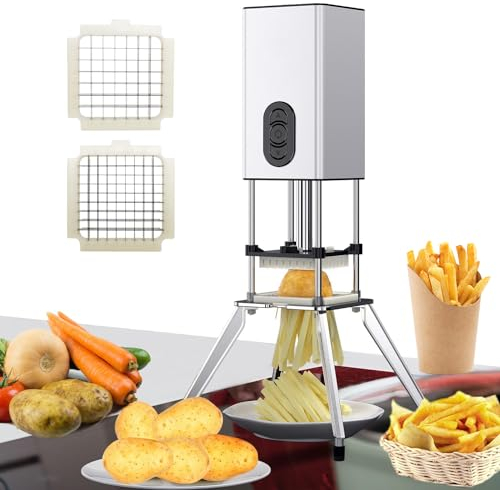 HYQNG Elektrischer Pommes-Frites-Schneider Aus Edelstahl, Professioneller Vertikaler Pommes-Frites-Schneider, Gewerblicher Und Privater Kartoffelschneider, Automatischer Kartoffelschneider