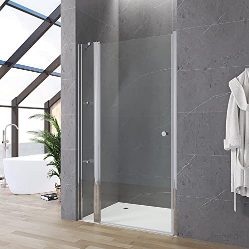 Duschtür mit Festteil und Eckregalen breite 100 cm Verstellbereich 98-101 cm Drehtür Schwingtür mit festem Seitenteil Duschabtrennung Duschwand Glas für Nische mit Duschablage Echtglas 5 mm klar