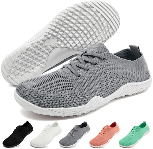 RJYWGS Basket Femme Barefoot Minimalistes Chaussures Confort Running Marche Sport Salle Tennis Casual Fitness Sneakers Gris EU 42