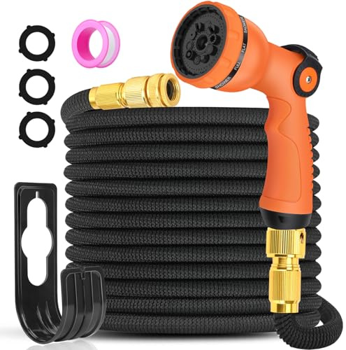 Garden Hose Pipe 25FT - Expandable Garden Hose with 10 Function Gun, Flexible Water Hose Pipe, Lightweight & Kink-Free Extendable Hose, for Home Gardening, Car Wash, Pet Bathing