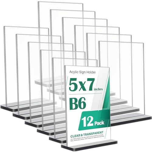 Namalu 24 Stück Tischaufsteller B6 Aufsteller Tischständer Acrylaufsteller B6 Acryl Display Ständer Werbeaufsteller Preisschilder Transparent für Prospekte Werbung Menükarte Fotorahmen(12,5 x 17,6 cm)