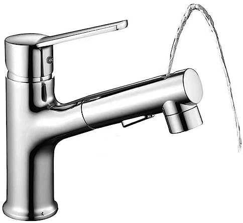 WDSOPK Mitigeur De Lavabo Extractible À 3 Voies, À Levier Unique, pour Lavabo sous Plan, Chromé(Chrome)