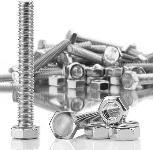 SWTYExt 25 Sätze Sechskantschrauben M5x60 mm Edelstahl Schrauben M5 | Bolzen mit Muttern, Edelstahlschrauben A2 V2A, DIN 933/ISO 4017, Außensechskant, Maschinenschrauben, Vollgewinde, für Möbel