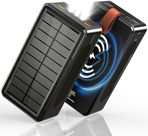 Feidyns 90000mAh Power Bank 35W Fast Charging Solar Charger - High Capacity Wireless Charger Power Bank for Camping, Travel, Emergencies, Tech Devices | 7-Port PD/USB-C, LED Flashlight-a
