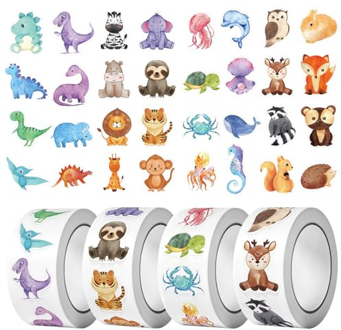 Colorich 2000 Stück Motivationsaufkleber für Kinder, Belohnungsaufkleber Sticker Tiere, Belohnungssystem Kinder, Grundschule Lehrerbedarf, Selbstklebende Stickers for Kids