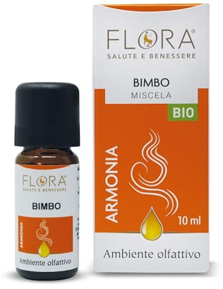 FLORA Miscela Oli Essenziali “Bimbo” BIO-COSMOS 10 ml – Arancio Dolce, Mandarino & Mandarancio 100% Puri, Profumo Dolce Agrumato per Diffusore, Cuscino, Bagno, Formula Vegan Made in Italy