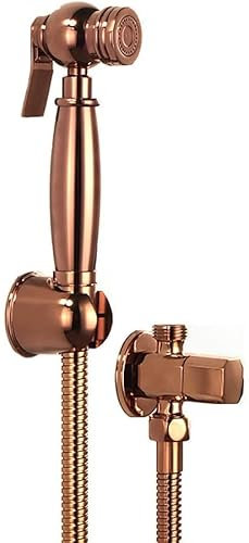 SBCGFY Bidet Spray Set, Rose Gold Brass Square Bidet Bathroom Hand Shower Bidet Toilet Sprayer Hygienic Shower Bidet Tap Wall Mounted Bidet Faucet Set,F