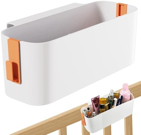 GANILITY Cestas de Almacenamiento Cama Colgando, Cestas de Almacenamiento Cama Colgando con 2 Ganchos Extraíbles, para Revistas, Pañuelos, Naranja