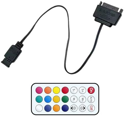 Uqezagpa 5V 3Pin ARGB Controller With 10 Lighting Mode 15Pin Power Compatibles For Computer Case Modding Remote Controlled ARGB Control