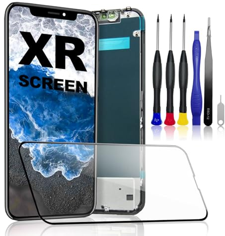 PartageFix Pantalla para iPhone XR: Kit de Repuesto para Pantalla LCD FHD de 6,1 + digitalizador táctil + Marco, Compatible con los Modelos A1984/A2105/A2106/A2108(True Tone programable)