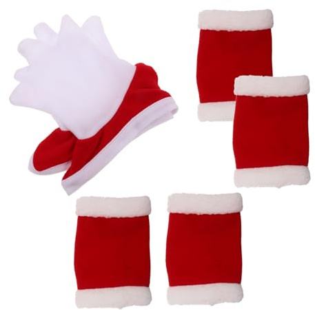 Yardwe Weihnachtspferdekostüm Gamaschen und Weihnachtsmannmütze | 1 Satz, Plüschmaterial, zum Aufziehen, für Umzüge, Festliche Dekorationen, Stilvoll und Einzigartig