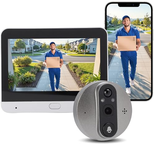 ZESTEFY Wireless Video Doorbell with 4.3-inch Screen, 1080P HD Camera, Night Vision, Two-Way Talk, for Tuya APP, No Monthly Fee, for Home and Apartment Security