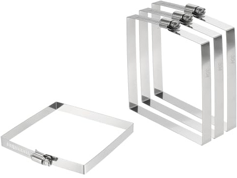 QUARKZMAN 4 Piezas Abrazadera de Manguera Rectangular de Acero Inoxidable 304, Ajustable 4.3 X 4.1 Pulgadas Abrazaderas Cuadradas Con Tornillo Sin Fin, Color Plata