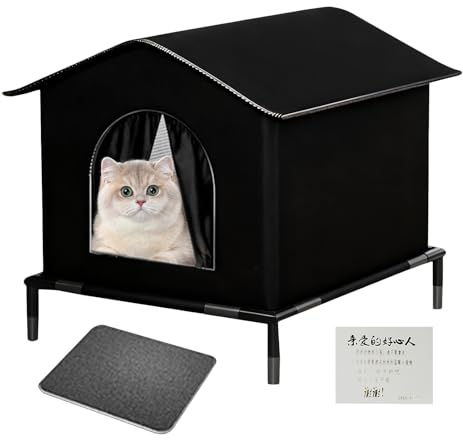 Katzenhaus Für Draußen, 40x33x33cm Katzenschutz Mit Erhöhter Basis, Katzenzelt Wetterfester Katzenhöhle, Wasserdichter Katzenhaus Outdoor Winterfest Isoliert Für Outdoor Katzen Hunde