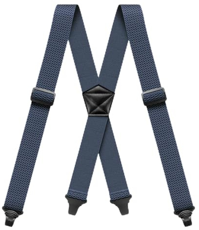 Mens Braces for Trousers 4cm Wide X Style 4 Plastic Clasps Denim Blue