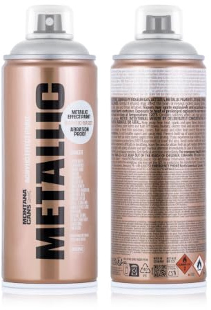 Montana Metallic Spray 400ml - Brillante Effektlack‑Sprühfarbe für zahlreiche Oberflächen - (Silver Metallic EMC7010)