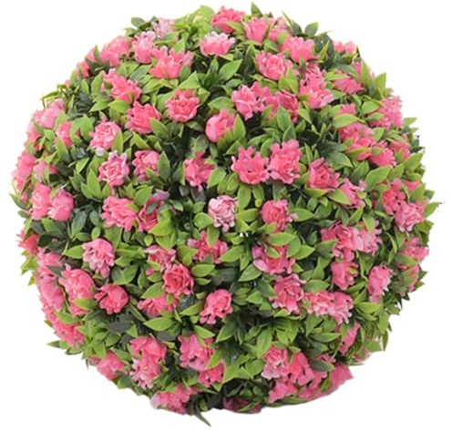 Piante a sfera artificiali da esterno||Sfere di fiori in plastica 12 pollici Decorazioni decorative da appendere in finto bosso Palla resistente ai raggi UV Topiaria per cortile, balcone, patio, matr