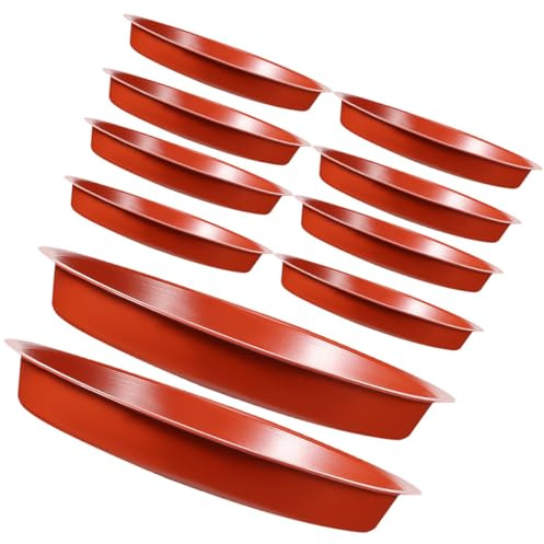HOMSFOU 10 Bandejas Redondas para Plantas en Maceta Platillos de Plástico Rojo Bandeja de Drenaje para Bonsái Accesorios para Jardín Interior y Exterior y Tierra
