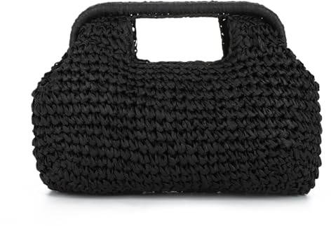 LHHMZ Women Straw Dumpling Clutch Bag, Woven Straw Clutch Handbag, Summer Beach Crossbody Shoulder Bag for Vacation Travel