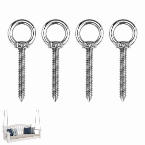 Canxyeun 4pcs Tornillo De Ojo Tornillo Con Argolla M10 Acero Inoxidable 304 Anillo De Levante Fijacion Suspension Carga Pesada Para Uso Industrial Domestico