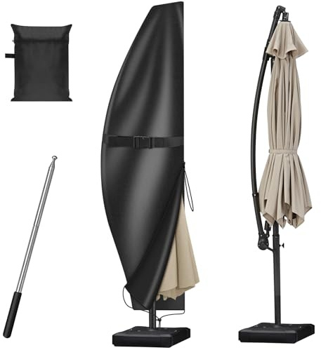 MAILLARD Funda Sombrilla, Funda para Sombrilla Colgante de 2 a 4 m con Varilla, Funda Sombrilla Exterior Impermeable, Protección Contra la Intemperie y UV, Cubierta Paraguas al Aire Libre