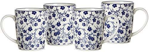 Ritzenhoff & Breker Kaffeebecher-Set Royal Sakura, 4-teilig, 350 ml, Porzellangeschirr, Blau-Weiß, 4 Stück (1er Pack)