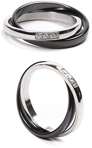 Aurstore Bague Femme Céramique Acier Inoxydable Oxyde de Zirconium avec Sac Cadeau (Taille de Bague en option)
