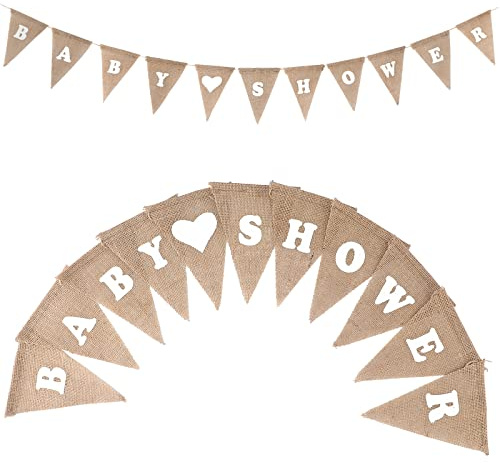 G2PLUS Leinen Baby Shower Girlande und Banner, Wimpelkette für Babydusche und Party