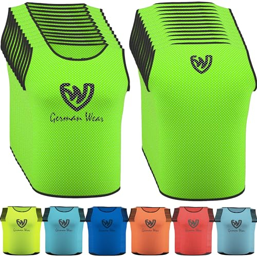 German Wear 12x Fußball Leibchen Trainingsleibchen Markierungshemd Fußballleibchen für Kinder Jugend und Erwachsene, Farbe:Grün, Bibs:Senior (L)