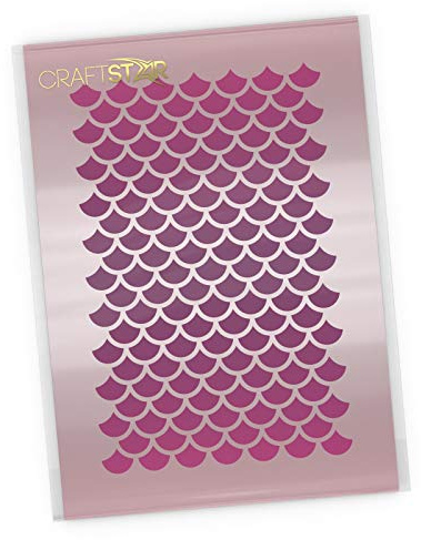 CraftStar Small Mermaid Scales Repeating Pattern Stencil - Craft/Airbrush Mermaid Scales Template