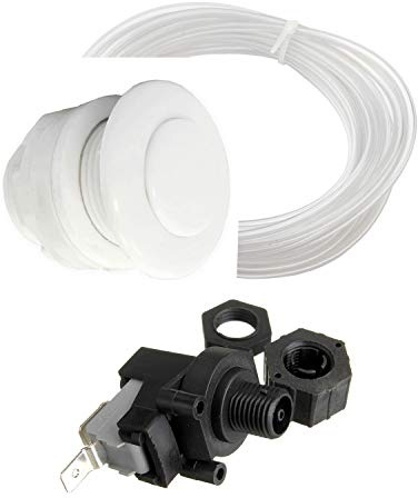 Pneumatik Schaltung, Drucktaster weiss 1AG, Druckwellenschalter 230V 16A, 5m Schlauch 3mm ID