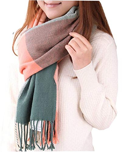 Tuopuda Damen Schal Kariert Pashmina XXL Stolen übergroßer Herbstschal Winterschal Karo Tartan Schultertuch Plaid Deckenschal Modeschal Weicher Warmer Oversized Fransen Poncho