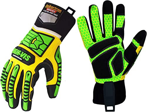 Seibertron High-VIS compétence SDXG2 SuperGrip Gel Oil & Gas Gants de sécurité de Protection Contre Les Chocs Anti-Vibrations Gants de Travail Gants de Travail, Gants mécaniques (XXL)