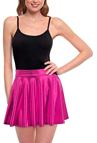 Gonne da donna corte a pieghe nere metallizzate brillanti [Gonna Skater Pattinaggio]【Taglia da adulto S a XXL】 Multifunzione Costume da ballo