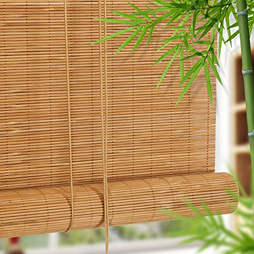 Natürliche Bambus-Rollo Raffrollo,Bambusrollo,Holzrollo Jalousie,Schnurzugrollo,Vorhang,Lichtfilter-Rollo,Verdunkelungsrollos,Sichtschutz,für Teehaus/Restaurant/Garten/Balkon (50x100cm/20x39in)
