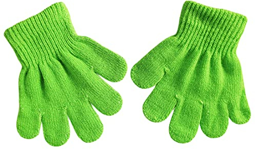 BaiX Toddler Boys and Girls Winter Knitted Writing Gloves, 1-3 Years Old (Green)