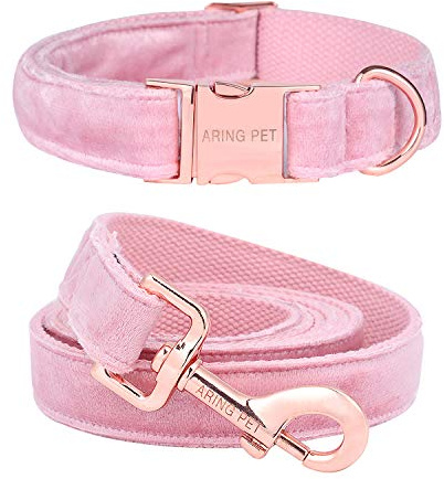 ARING PET Hundehalsband und Leine Set, Samt Hundehalsband und Leine, Verstellbares Halsband für Kleine Hunde Mittlere Hunde Große Hunde