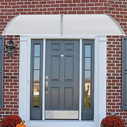 HUOLE Auvent pour Porte d'entrée Marquise Porte Exterieur de Toit Auvent en Arc de Hangar en Polycarbonateet Cadreen Aluminium pour Maison de Fenêtre de Balcon de Garage(100 * 300cm)